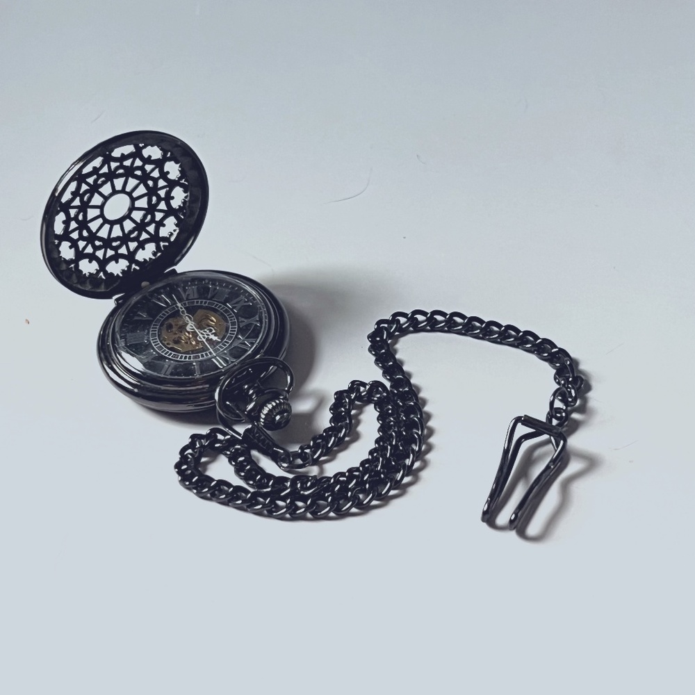 Metal Pocket Watch on a Chain
